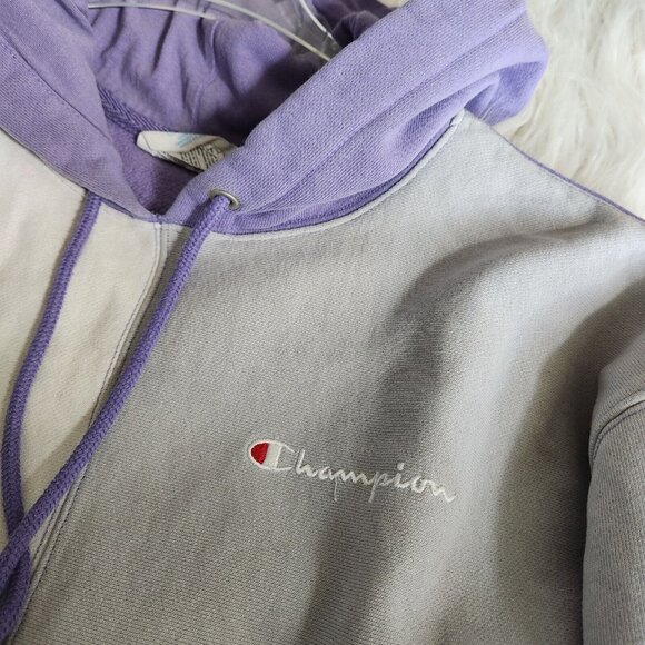Y2K Champion Uo Exclusive Men's Large Purple Colorblock Hoodie Sweatshirt - Picture 14 of 16